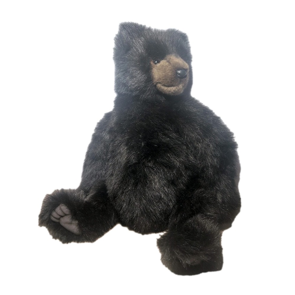 Hansa Black Bear Plush Peter Bear 18 Inch With Zip Pouch NWT Portraits Of Nature